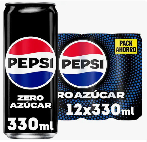 Pepsi zero Refresco de cola con cero azúcar y cero calorías