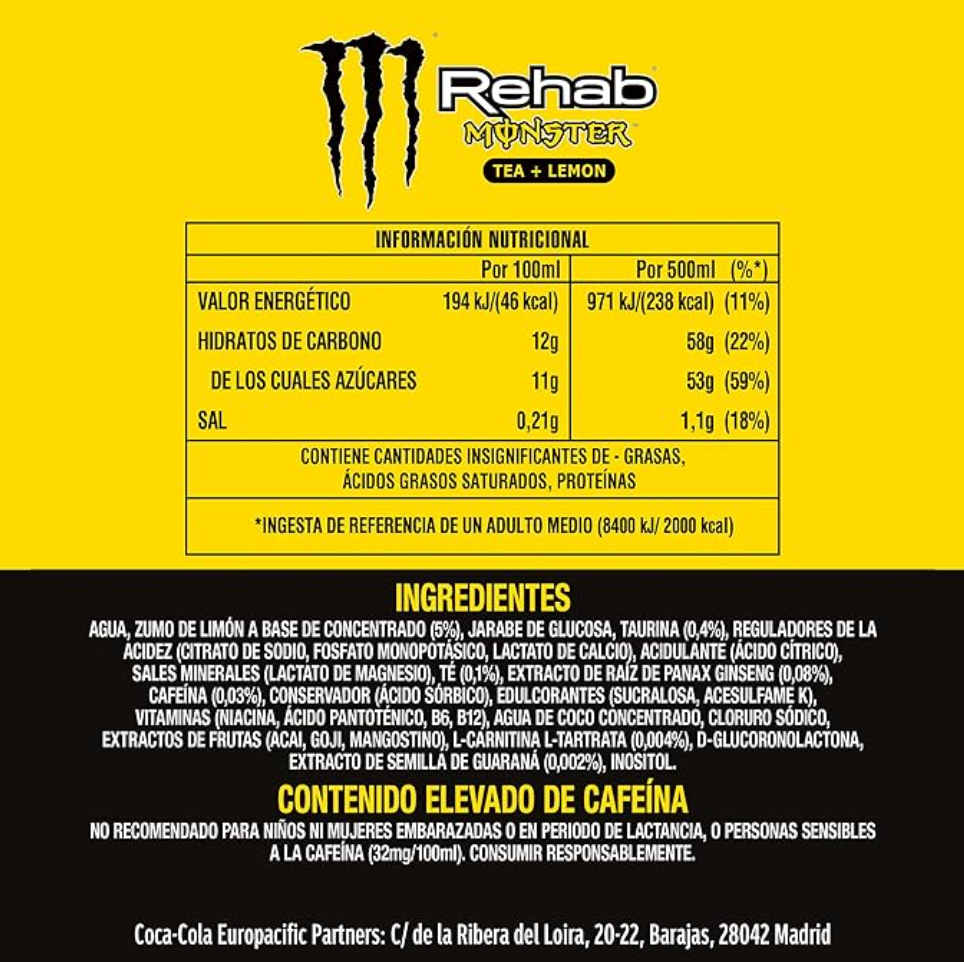 Monster Rehab Lemonade Bebida energética 500ml